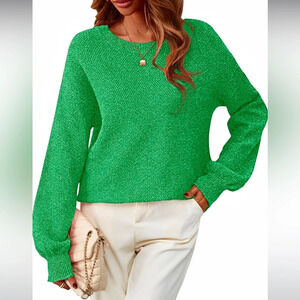 MEROKEETY Women's Fall Winter Oversized Pullover Sweater Trendy Crew Neck M